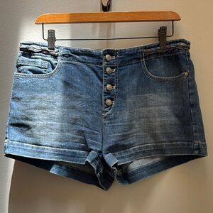 Free People braided waist button fly denim shortie size 30